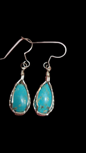 Load image into Gallery viewer, Custom Wire Wrapped Kingman Turquoise Earrings Sterling Silver