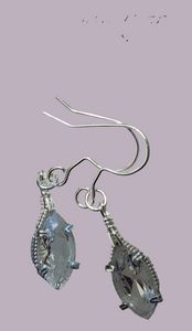 Custom Wire Wrapped Faceted Herkimer Diamond Earrings Sterling Silver