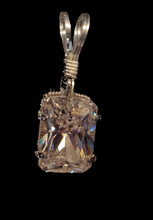 Load image into Gallery viewer, Custom Wire Wrapped Facet Simulated Diamond Necklace/Pendant Sterling Silver