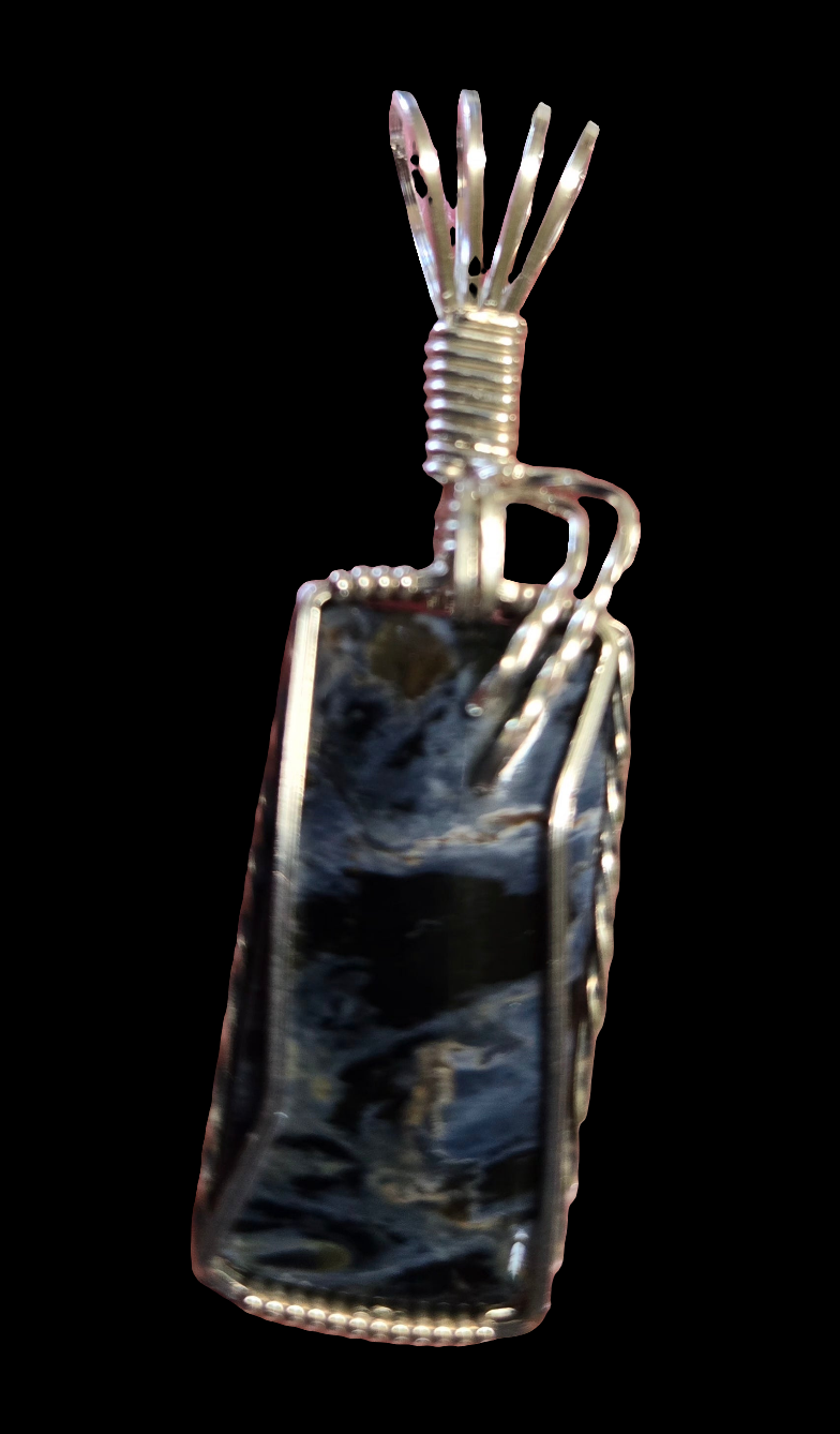 Custom Wire Wrapped Pietersite Necklace/Pendant Sterling Silver