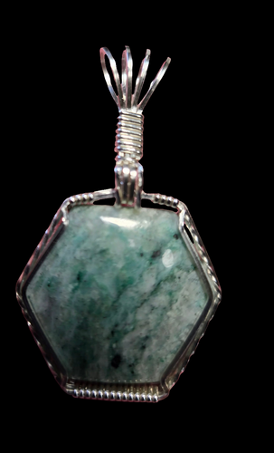 Custom Cut Polished & Wire Wrapped Mariposite Necklace/Pendant Sterling Silver