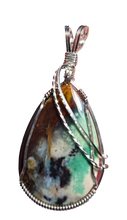 Load image into Gallery viewer, Custom Wire Wrapped Blue Opalized Petrified Wood Necklace/Pendant Sterling Silver