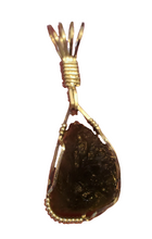 Load image into Gallery viewer, Custom Wire Wrapped Rough/Natural Moldavite 8ct Necklace/Pendant Sterling Silver