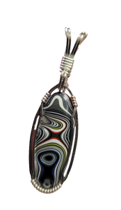 Custom Wire Wrapped Fordite Necklace/Pendant Sterling Silver