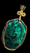 Load image into Gallery viewer, Custom Wire Wrapped Green Paua Shell Necklace/Pendant 14kgf