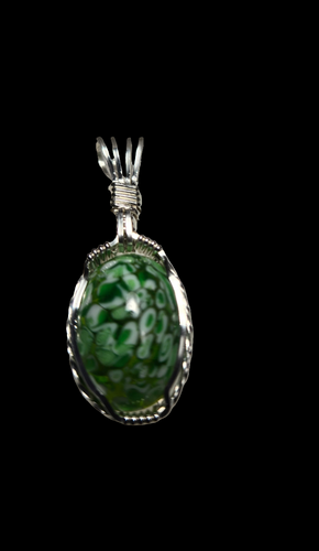 Custom Wire Wrapped European Vintage Stone Necklace/Pendant Sterling Silver