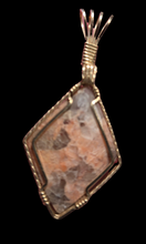 Load image into Gallery viewer, Custom Cut Polished &amp; Wire Wrapped Granite from New Foundland Necklace/Pendant 14kgf