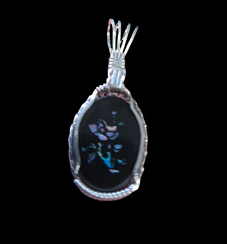 Custom Wire Wrapped Inlaid Opal Necklace/Pendant Sterling Silver
