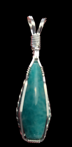 Custom Cut Polished & Wire Wrapped Amazonite Morefield Mine VA Necklace/Pendant Sterling Silver