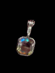 Custom Wire Wrapped Faceted Radiant Mystic Topaz Necklace/Pendant Sterling silver