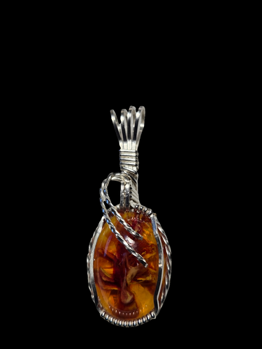 Custom Wire Wrapped European Vintage Stone Necklace/Pendant Sterling Silver