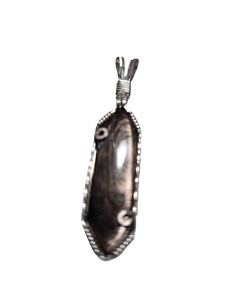 Custom Cut Polished & Wire Wrapped Hypersthene Necklace/Pendant Sterling Silver