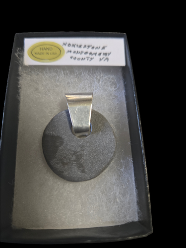 Custom Cut Unpolished Gray Hokie Stone from Virginia Tech Gray Quarry Pendant/Necklace Sterling Silver