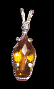 Custom Wire Wrapped Faceted Citrine 7.13 cts Necklace/Pendant  Sterling Silver