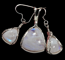 Load image into Gallery viewer, Custom Wire Wrapped Moonstone Set: Earrings Necklace/Pendant Sterling Silver