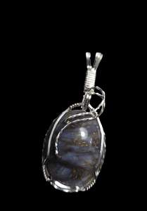 Custom Wire Wrapped Blue Quartz Madison County VA Necklace/Pendant Sterling Silver