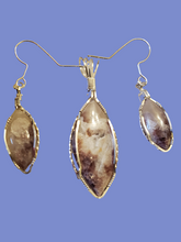 Load image into Gallery viewer, Custom Cut Polished, &amp; Wire Wrapped Lepidolite Set Earring, Necklace/Pendant Sterling Silver