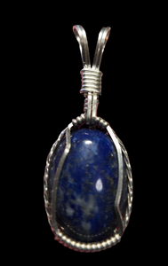 Custom Cut Polished & Wire Wrapped Sodalite Necklace/Pendant Sterling Silver