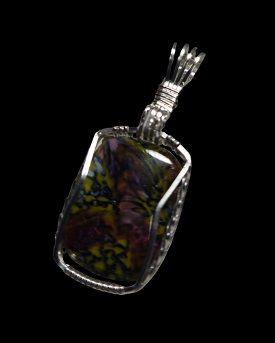 Custom Wire Wrapped European Vintage Stone Necklace/Pendant Sterling Silver