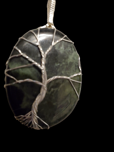 Custom Wire Wrapped Jade Tree Of Life Necklace/Pendant in Sterling Silver