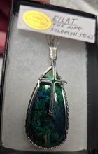 Load image into Gallery viewer, Custom Cut Polished &amp; Wire Wrapped Eilat King Solomon Stone Necklace/Pendant Sterling Silver
