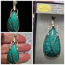 Load image into Gallery viewer, Custom Wire Wrapped AAA+ Amazonite Morefield Mine VA Necklace/Pendant Sterling Silver