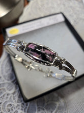 Load image into Gallery viewer, Custom Cut Polished &amp; Wire Wrapped Rhodonite Albemarle County VA Bracelet 7 1/4 Sterling Silver