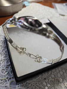 Custom Cut Polished & Wire Wrapped Rhodonite Albemarl Cty, VA Bracelet 7 1/2 Sterling Silver