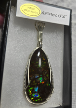 Load image into Gallery viewer, Custom Wire Wrapped Ammolite Necklace/Pendant Sterling Silver
