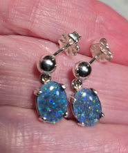 Load image into Gallery viewer, Beautiful Lightning Ridge Black Opal Earrings in Sterling Silver