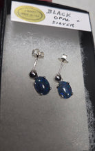 Load image into Gallery viewer, Beautiful Lightning Ridge Black Opal Earrings in Sterling Silver