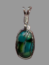 Load image into Gallery viewer, **SOLD**Custom Wire Wrapped Art Glass Necklace/Pendant Sterling Silver