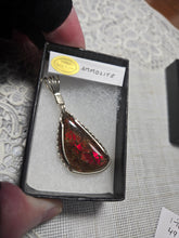 Load image into Gallery viewer, Custom Wire Wrapped Ammolite Necklace/Pendant Sterling Silver