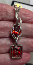 Load image into Gallery viewer, Custom Wire Wrapped Orange Spinel Faceted Stone Set: Necklace/Pendant &amp; Earrings
