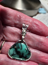 Load image into Gallery viewer, Custom Wire Wrapped Super Rare Variscite Snowville, NV Necklace/Pendant Sterling Silver