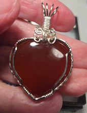 Load image into Gallery viewer, Custom Wire Wrapped Red Agate Heart Necklace/Pendant Sterling Silver