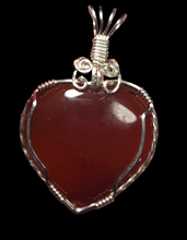 Load image into Gallery viewer, Custom Wire Wrapped Red Agate Heart Necklace/Pendant Sterling Silver
