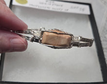 Load image into Gallery viewer, Custom Cut Polished &amp; Wire Wrapped Virginia Tech Hokie Stone Pink Quarry Bracelet Size 7 1/4 Sterling Silver