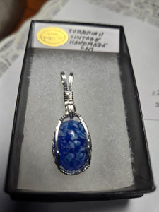 Custom Wire Wrapped European Vintage Stone Necklace/Pendant Sterling Silver