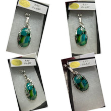 Load image into Gallery viewer, **SOLD**Custom Wire Wrapped Art Glass Necklace/Pendant Sterling Silver