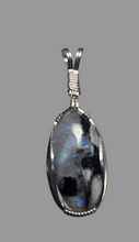 Load image into Gallery viewer, Custom Wire Wrapped Moonstone with Tourmaline Necklace/Pendant Sterling Silver