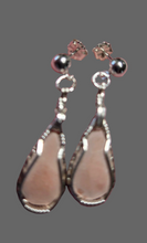 Load image into Gallery viewer, Custom Cut Unpolished Polished Wire Wrapped Virginia Tech Pink Hokie Stone Earrings Sterling Silver