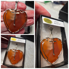 Load image into Gallery viewer, Custom Wire Wrapped Red Agate Heart/Cross Necklace/Pendant Sterling Silver