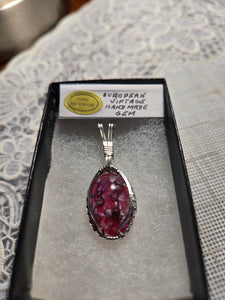 Custom Wire Wrapped European Vintage Stone Necklace/Pendant Sterling Silver