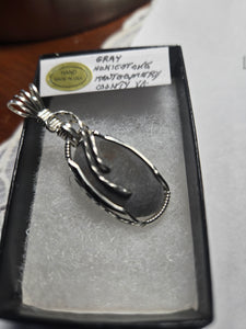 Custom Wire Wrapped unpolished Hokie Stone from Virginia Tech Quarries Necklace/Pendant Sterling Silver