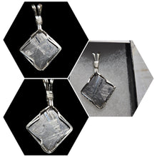 Load image into Gallery viewer, Custom Wire Wrapped Rare Meteorite  Necklace/Pendant Sterling Silver