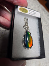 Load image into Gallery viewer, Custom Wire Wrapped Rainbow Fire Opal Necklace/Pendant Sterling Silver