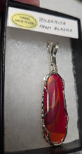 Load image into Gallery viewer, Custom  Cut Polished &amp; Wire Wrapped Rosarita from Alaska Necklace/Pendant Sterling Silver