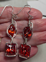 Load image into Gallery viewer, Custom Wire Wrapped Orange Spinel Faceted Stone Set: Necklace/Pendant &amp; Earrings