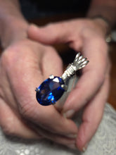 Load image into Gallery viewer, Custom Wire Wrapped Faceted Royal Blue Sapphire Necklace/Pendant Sterling Silver